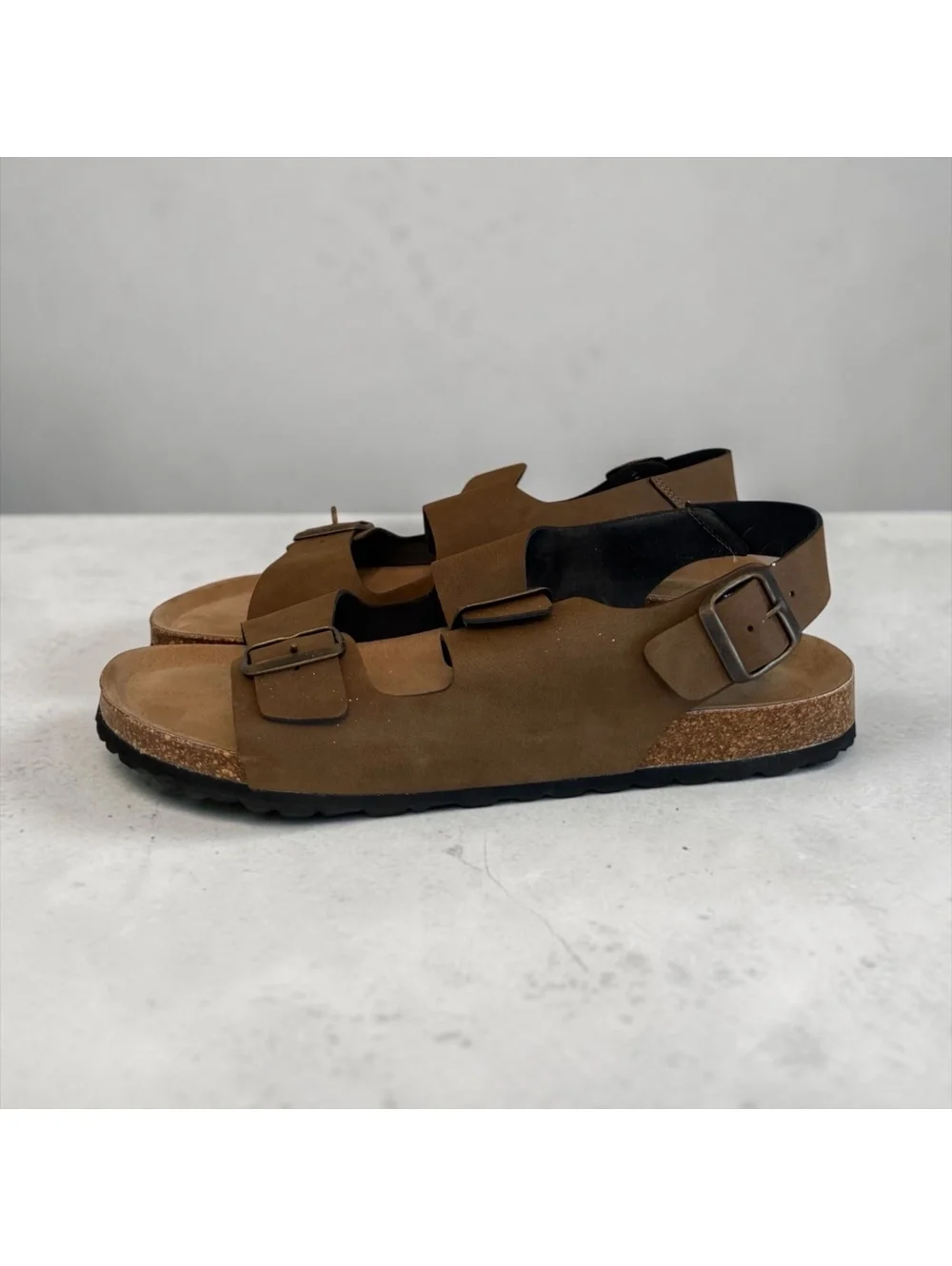 Zeroe Men’s Cork Footbed Sandals - Size 10 - Brown (Made in Spain)